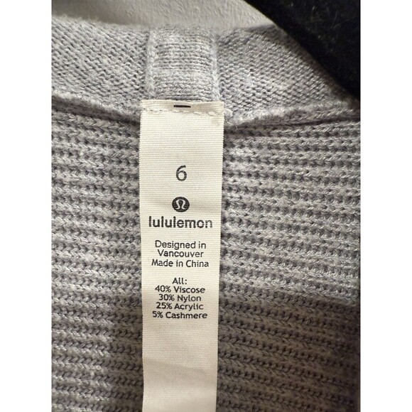 lululemon Hooded Open Sweatshirt With Pockets Grey Sz 6 - Picture 6 of 6